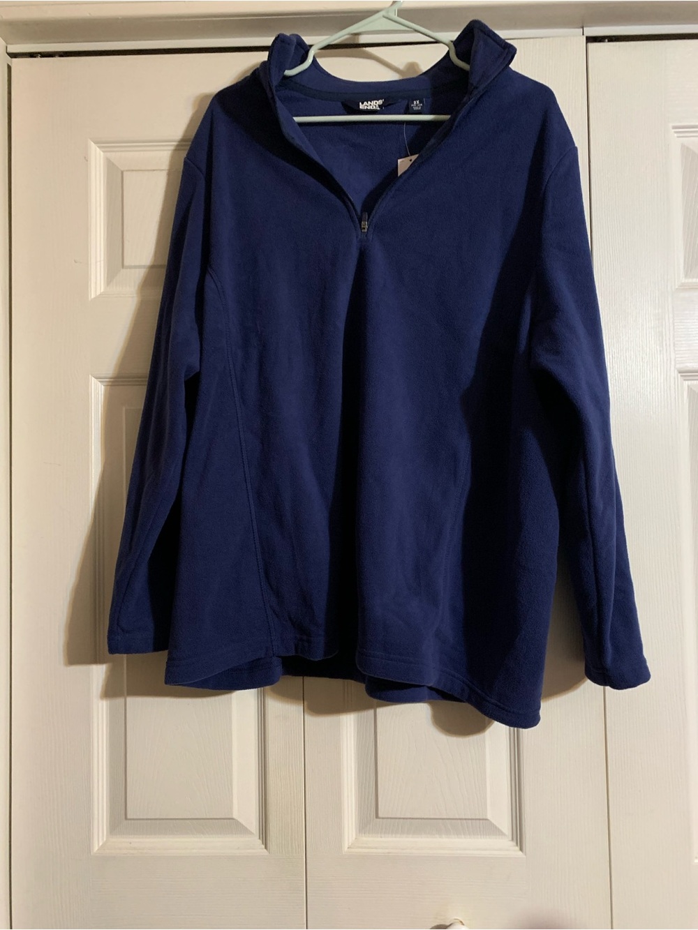 NWT Womens 2X Lands' End Navy Half-Zip Fleece Pullover -